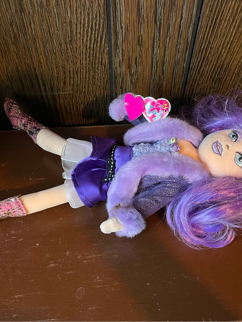 Ty Beanie Girlz Poseable Plush Doll 12” Tall Punky Penny Purple Hair 2007 Boots